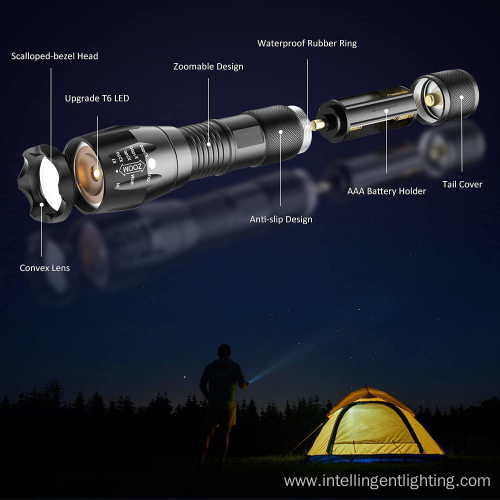 T6 AluminumTelescopic Zoom Rechargeable Feneri Flashlight